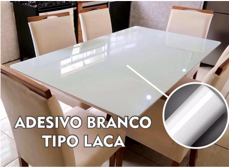 Adesivo de Mesa Branco Profissional Mesa de Jantar escritório E Decoração de Vidros em Geral Efeito laca Laquear