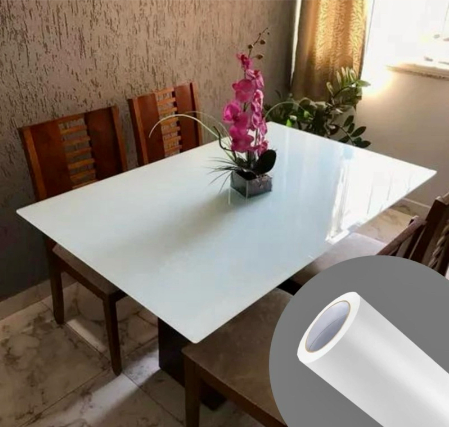 Adesivo de Mesa Branco Profissional Mesa de Jantar escritório E Decoração de Vidros em Geral Efeito laca Laquear