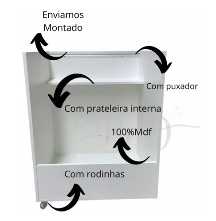 Nicho Gabinete Para Tanque Em Mdf C/ Rodinhas Com Puxador