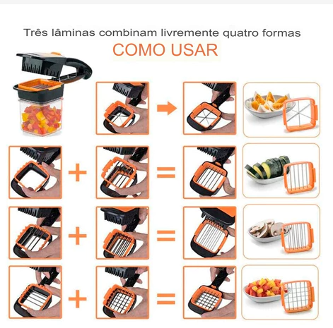 Fatiador ralador de Legumes Nicer Dicer cortador Frutas Verduras 5 em 1 Modelo novidade